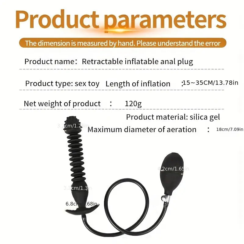 Waterproof Silicone Inflatable Anal Plug Expandable Pump For Prostate