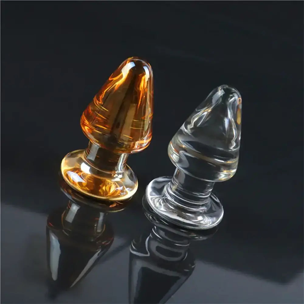 Elegant Amber Glass Anal Plug G-Spot Stimulation Smooth Finish Toy