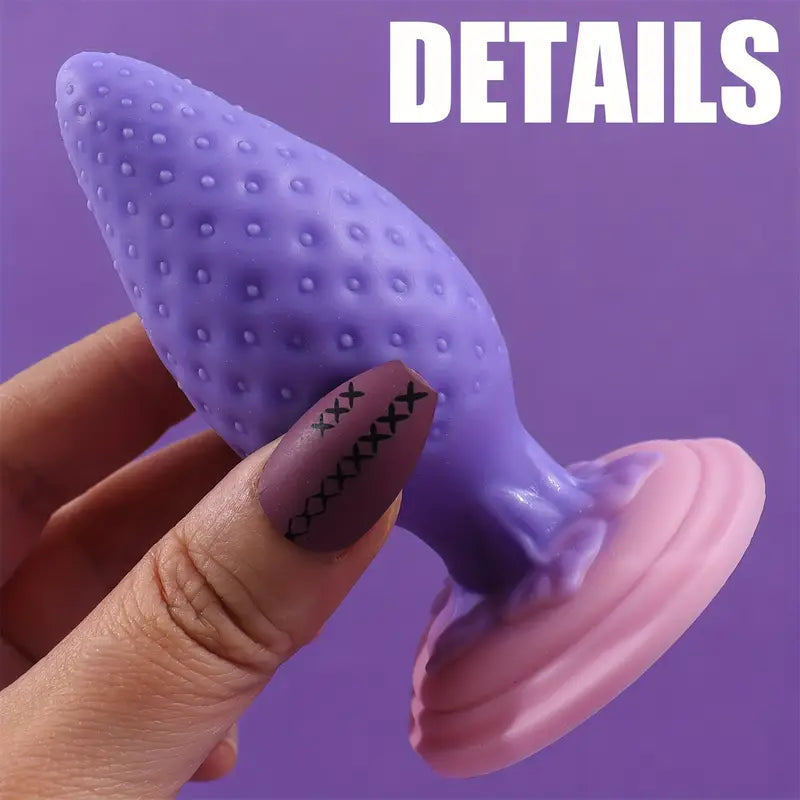 Super Soft Strawberry-Shaped Liquid Silicone Double Size Anal Plug