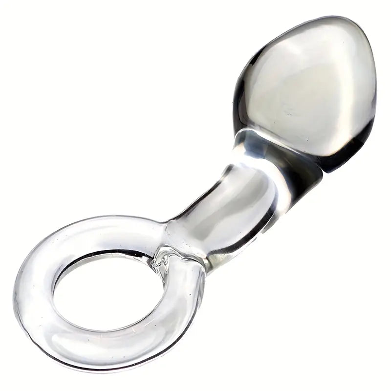 Glass Butt Plug Pull Loop Prostate Massager Anal Dilator With Long Neck