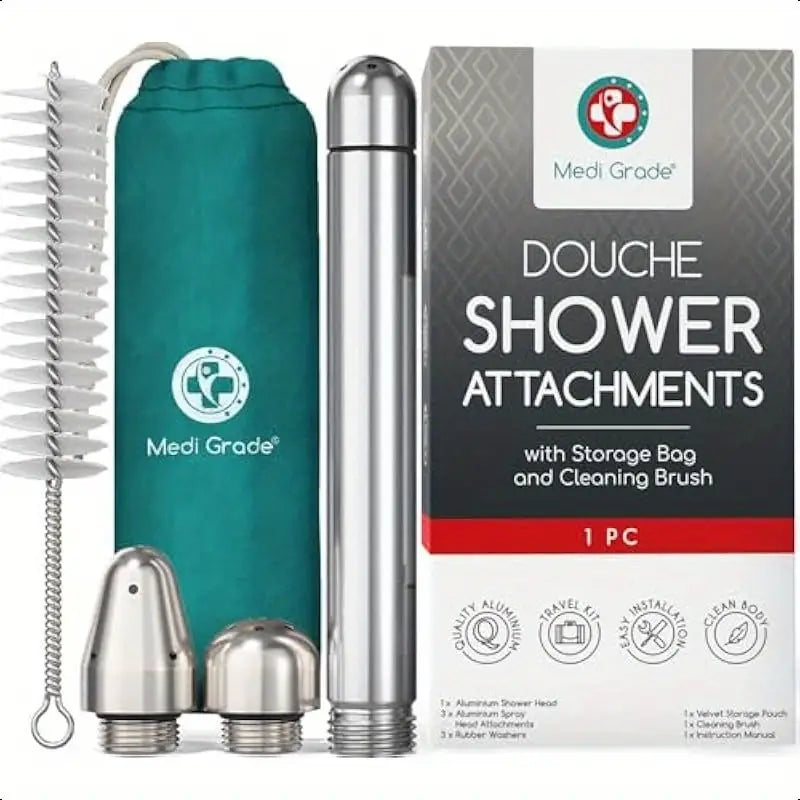 Shower System Enema Kit 8pc Aluminum Intimate Cleansing Enema Shower