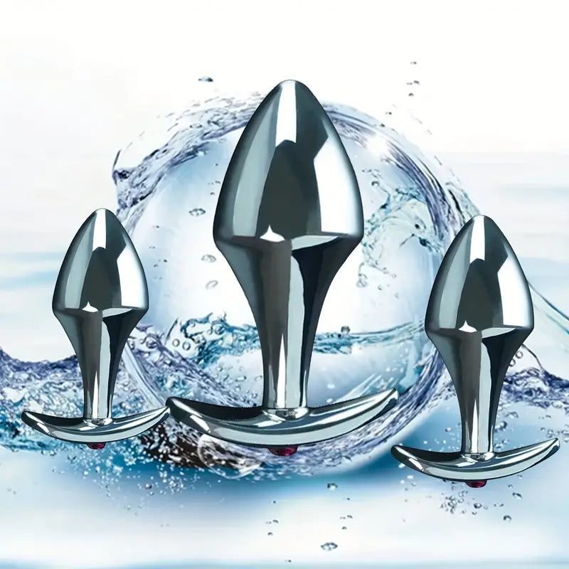 Luxury Jewelry Anal Trainer Kit 3pcs Anal Plug Set Fetish Butt Trainer