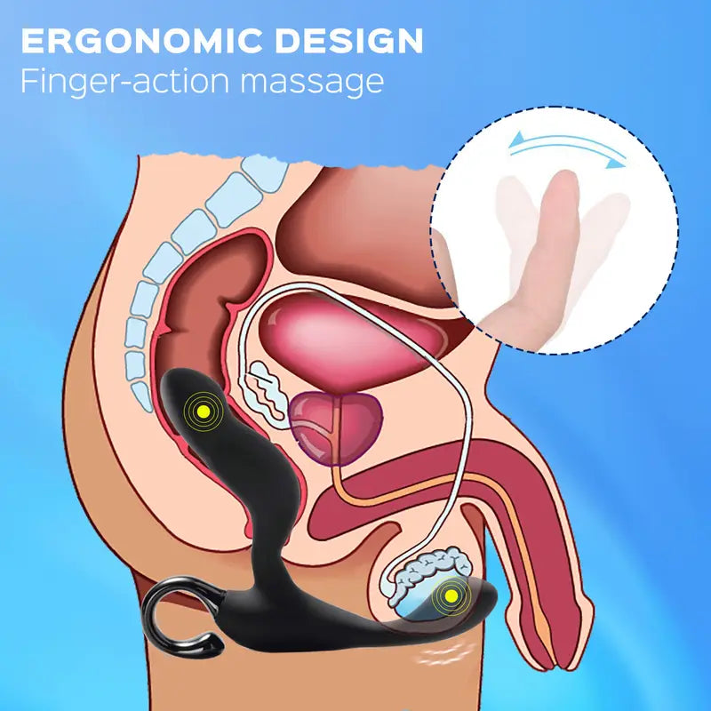 Ergonomic Prostate Massager USB Rechargeable 10 Vibration Tapping Modes