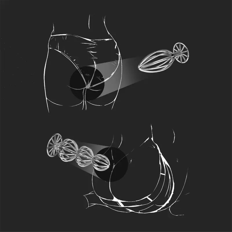 Women Men Anal Plug Hollow Metal Gourd Shaped Butt Plug Stopper Toy
