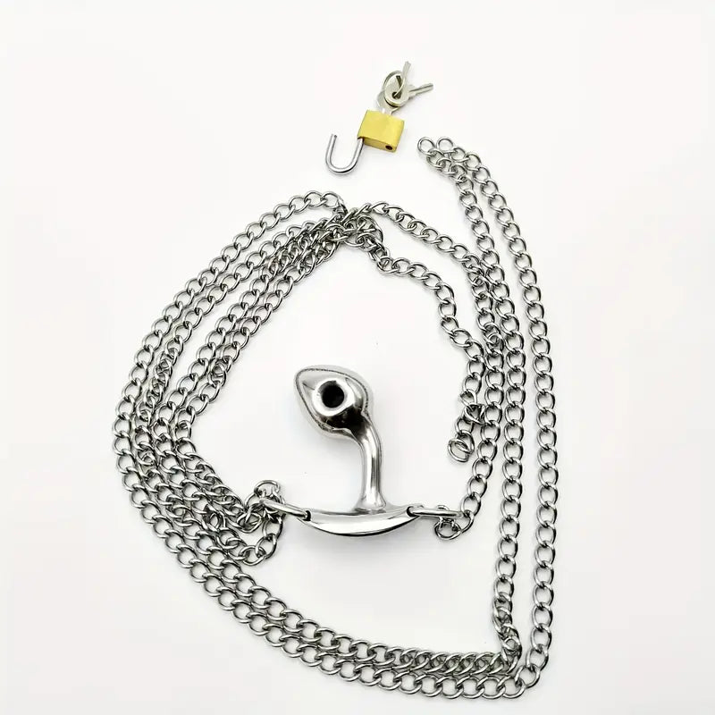 Wearable Iron Underwear With Metal Anal Plug For Posterior Massage