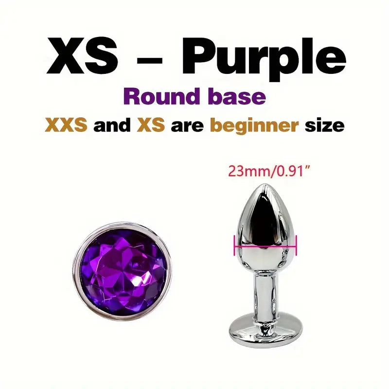 BDSM Metal Anal Plug With Gem Base For Beginner To Expert G-spot