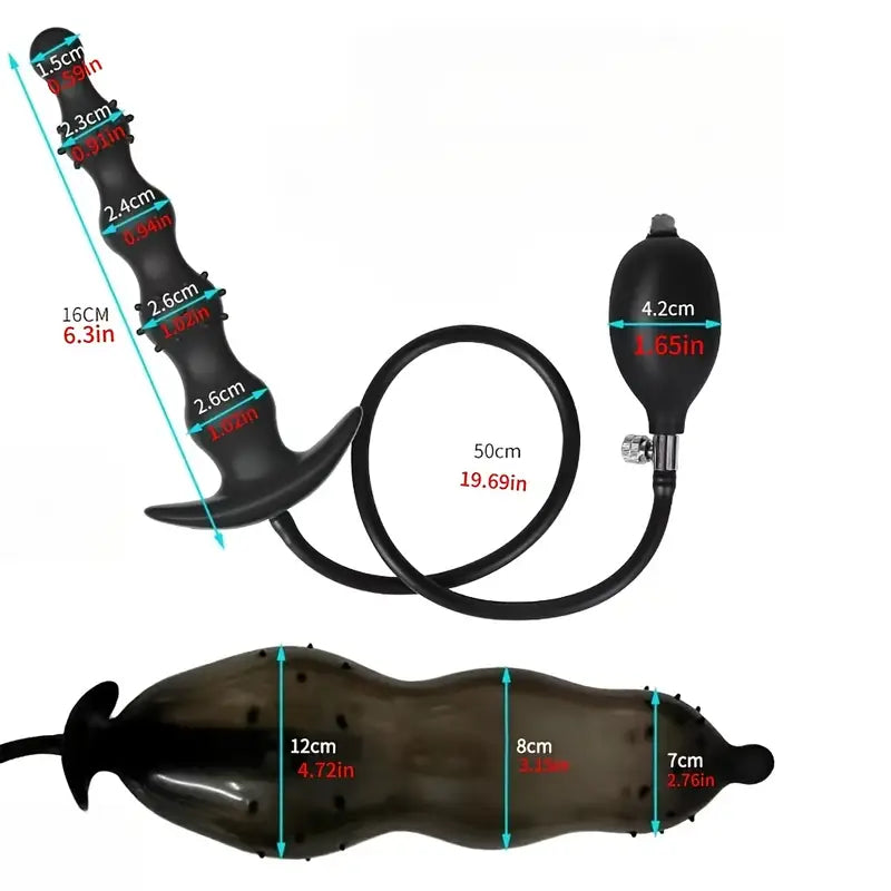 Silicone Inflatable Anal Plug With 5 Different Sizes Inflatable Anal Dilator