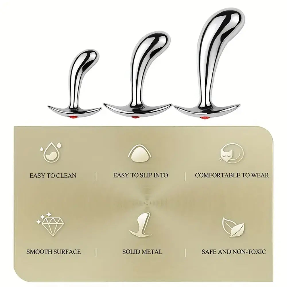 Golden Thumb Metal Male Anal Plugs With Gemstone Base Design