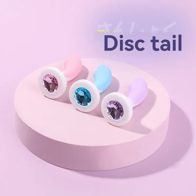 3 Colors Small Smooth Silicone Anal Plug With Gem Base For Beginners