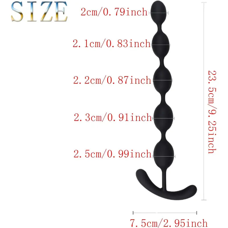 Silicone Anal Beads Butt Plug Flexible Anal Trainer Anal Chain With 5 Balls