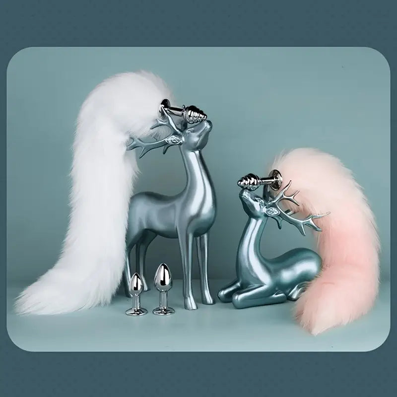 Detachable Faux Fur Fox Tail Metal Anal Plug Role-playing Anal Sex Toy