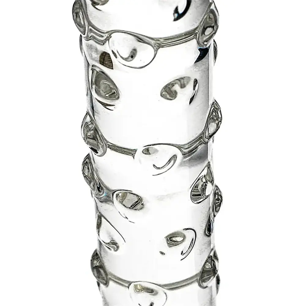 Elegant Glass Threaded Anal Plug With Heart-Shaped Beads Stimulator