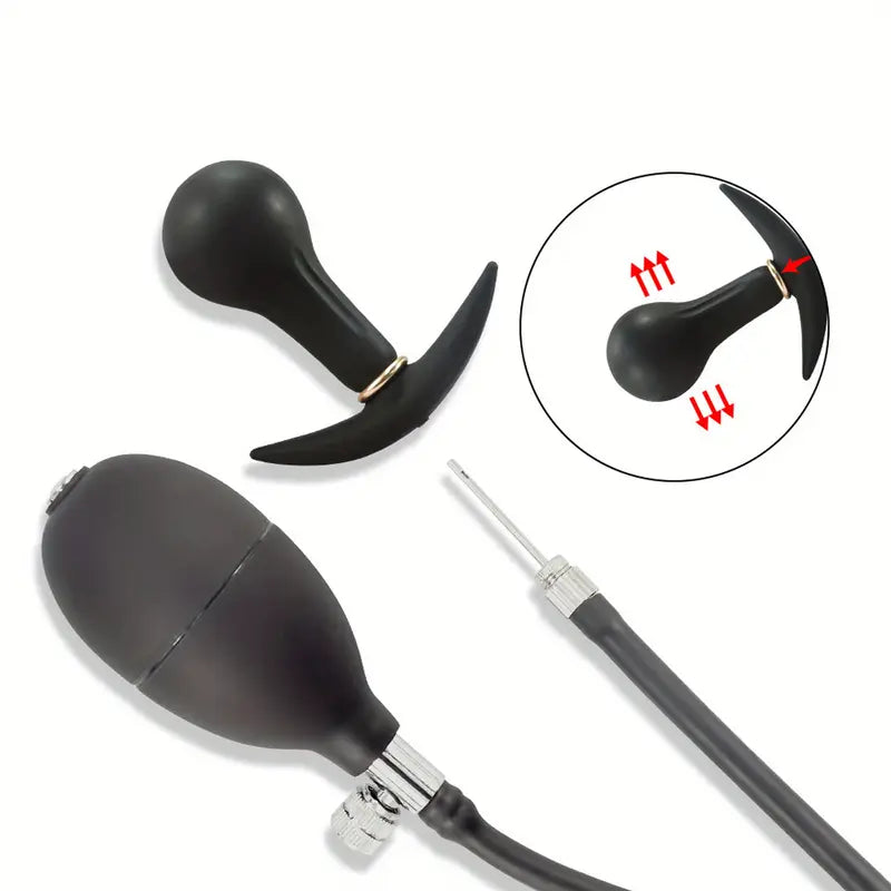 Unisex Anal Plug With Inflation Controller Inflatable Silicone Flirting Adult Toy