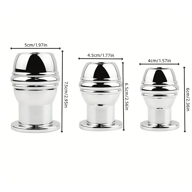 SM Stainless Steel Chastity Penis Ring Hollow Enema Anal Plug