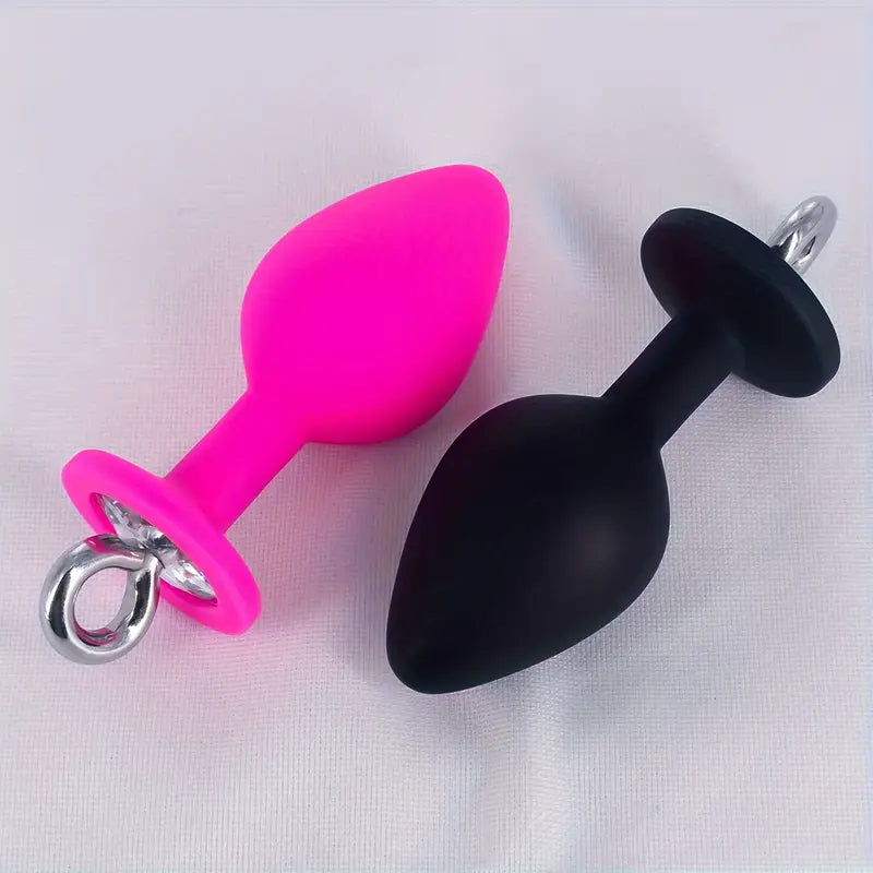 Pull Ring Silicone Anal Plug For G-point Massage Gem Base Butt Plug