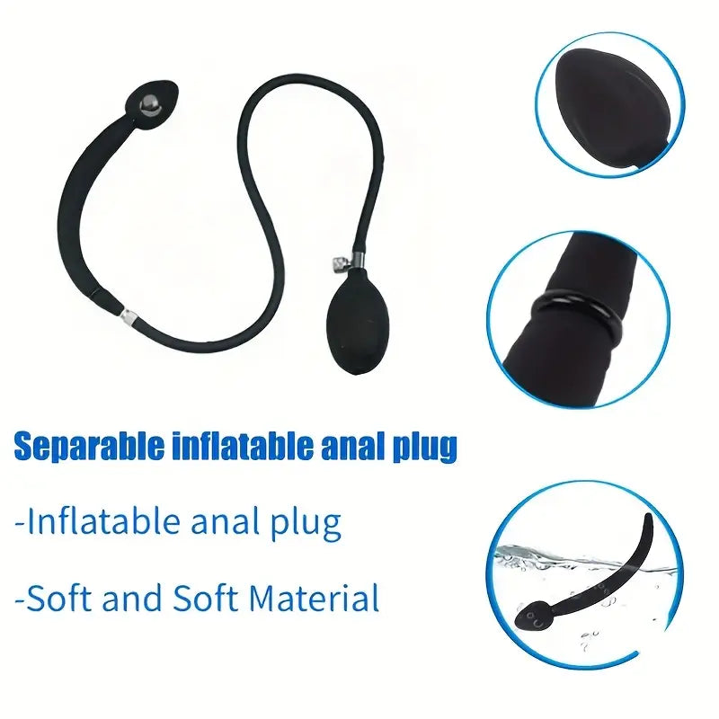 Liquid Silicone Inflatable Anal Plug With Rolling Ball Inflatable Anal Plug