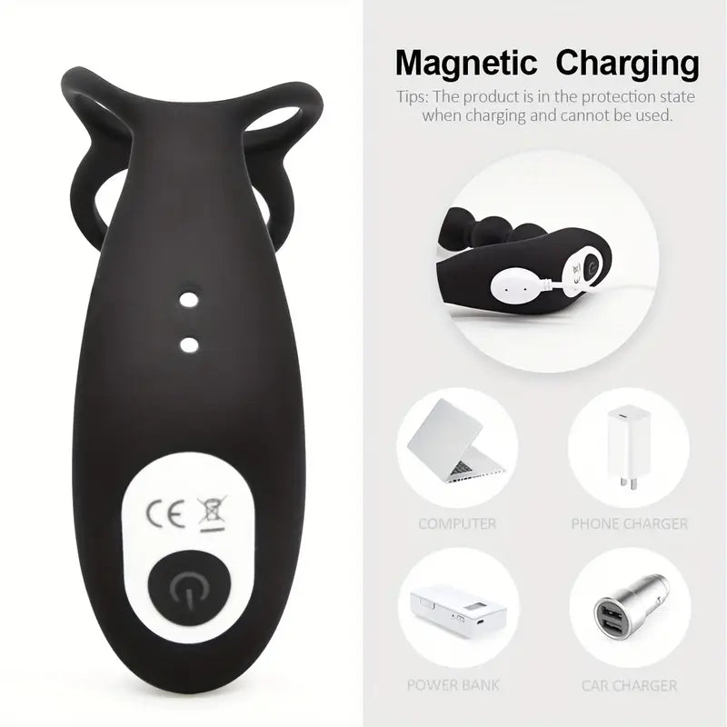 10 Thrusting Vibrating Anal Dildo G-Spot Vibrator Anal Plug With Cock Ring