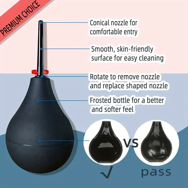 Silicone Irrigation Bulb Set 7.9oz Cleaning Rinse Hose Nozzles Enema Shower