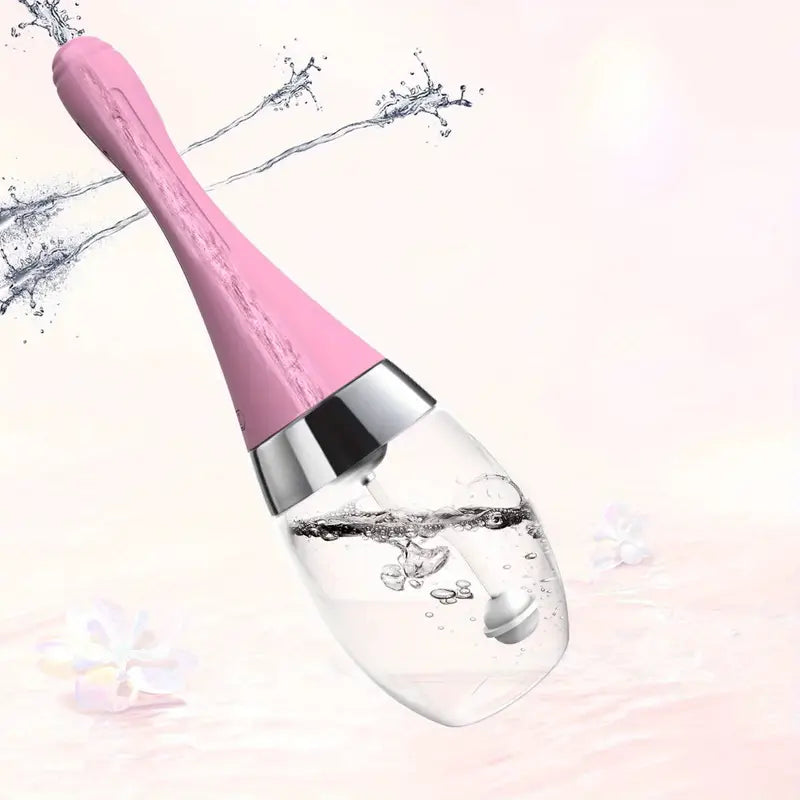 Ergonomic Pink Enema Bulb Textured Grip 3-Level Adjustable Anal Irrigator