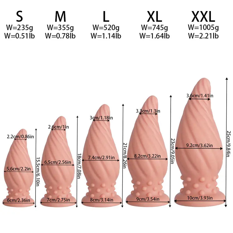 New Apricot-Colored Special Spiral Cone Anal Plug Novel Anal Toy