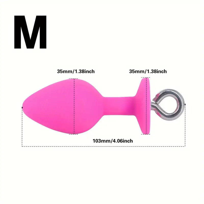 Pull Ring Silicone Anal Plug For G-point Massage Gem Base Butt Plug