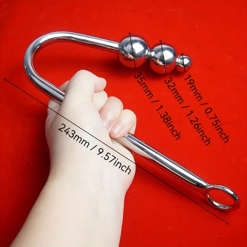 BDSM Anal Hook & Beads Set With Faux Leather Collar Handcuffs Butt Plug