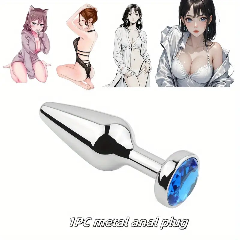 Gem Base Metal Anal Plug Ass G-Spot Masturbation Tool Sex Massager