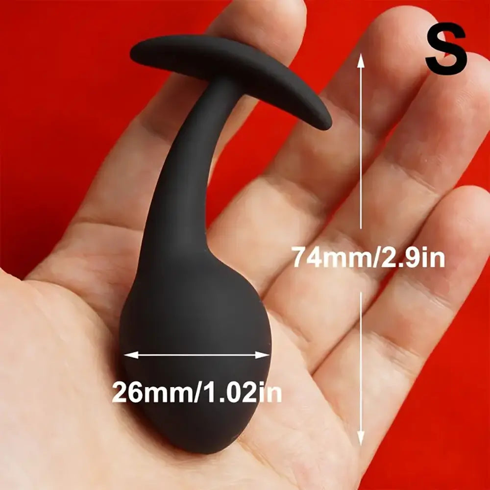 Silicone Anal Dilator Black Butt Plug Tadpole Shaped Anchor Sex Toy