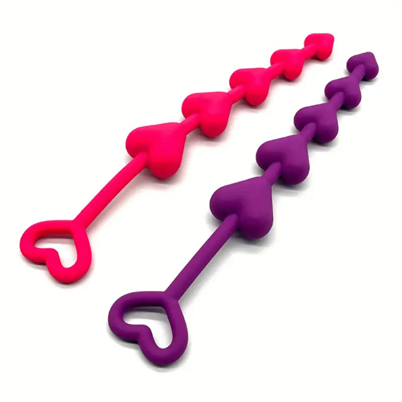 Sexy Silicone Female Harem Heart-Shaped Bead Anal Plug For Sex Orgasm