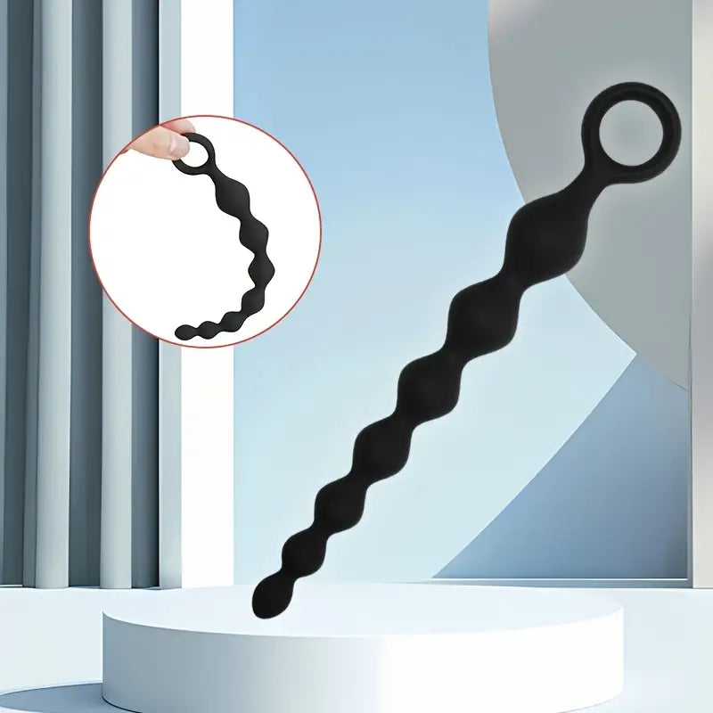 Unisex Premium Silicone Anal Plug With Beaded Ring Design For Stimulation