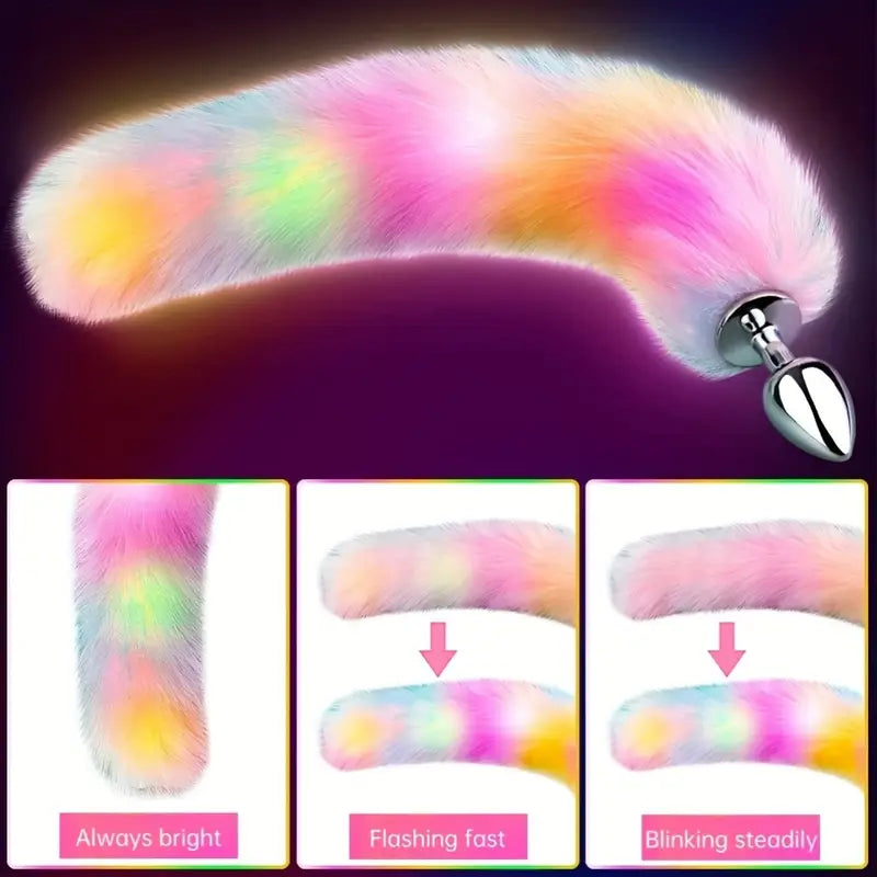 Variational Changeable Lighting Long Fox Tail Cosplay Fox Tail Anal Plug