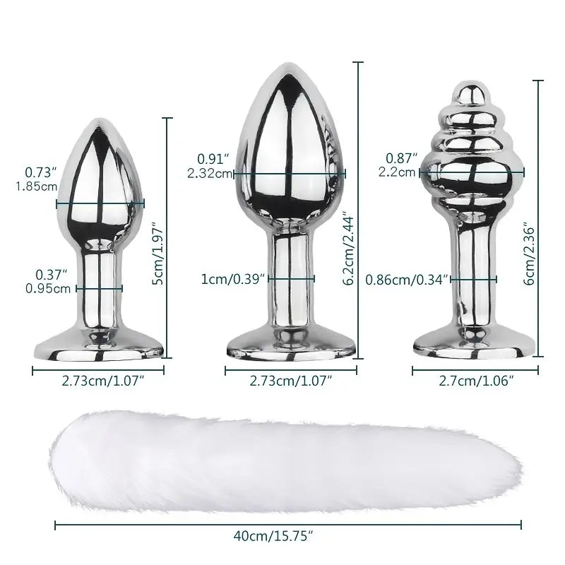 Detachable Faux Fur Fox Tail Metal Anal Plug Role-playing Anal Sex Toy