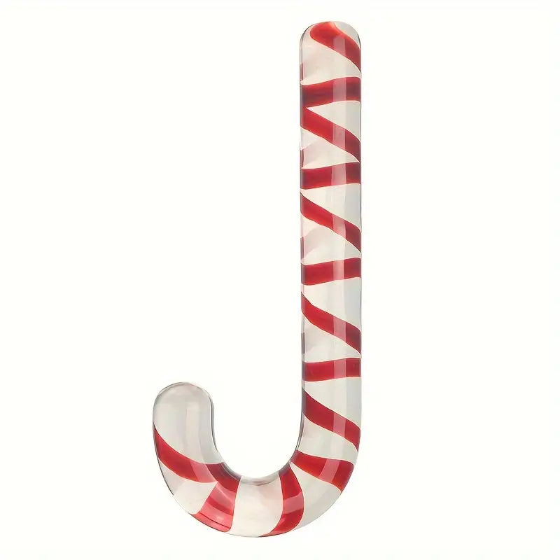 Tea Color Christmas Tree Cane Shape Transparent Glass Anal Plug