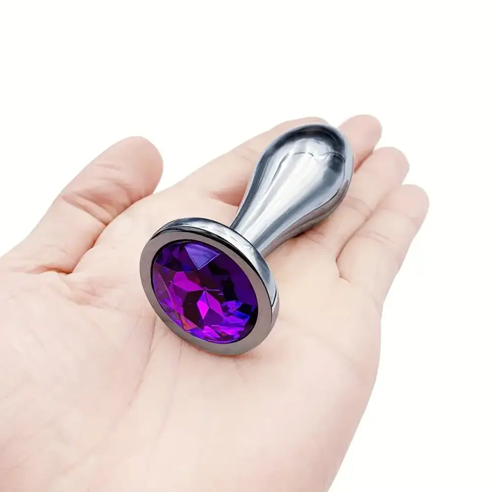 Metal Drop Anal Plug Three Sizes Jewel Base Butt Plug For G-point Massage