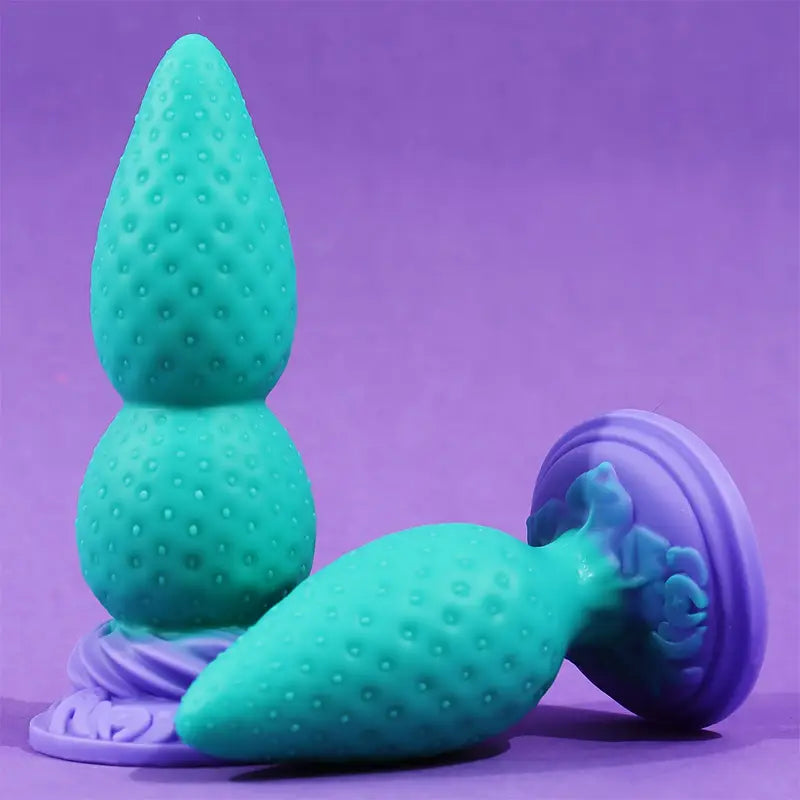 Super Soft Strawberry-Shaped Liquid Silicone Double Size Anal Plug