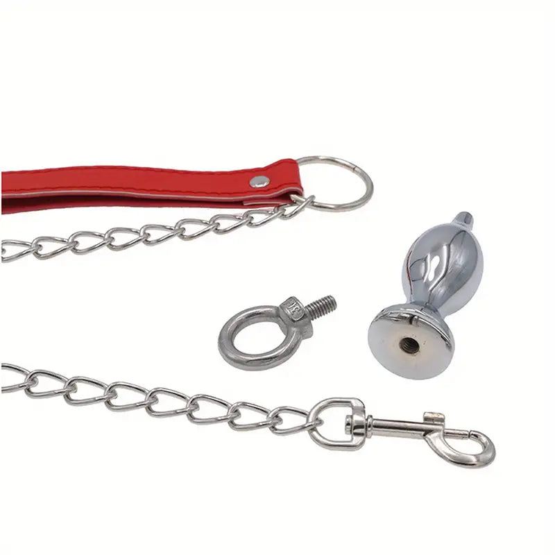 Unisex Metal Butt Plug With Traction Rope Adult Toy For Bedroom Orgasm