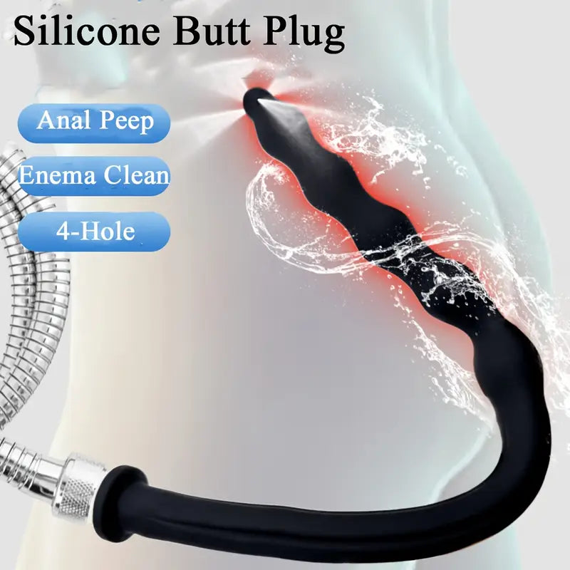 4-Hole Silicone Enema Syringe Anal Shower Cleaning Head Douche Nozzle