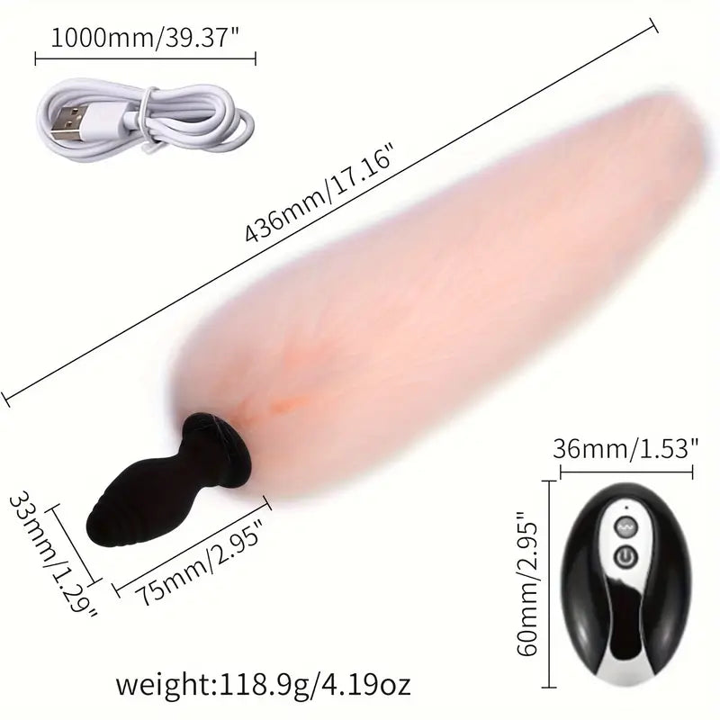 Vibrating Foxtail Anal Butt Plug Remote Control Vibrator Anal Sex Toy