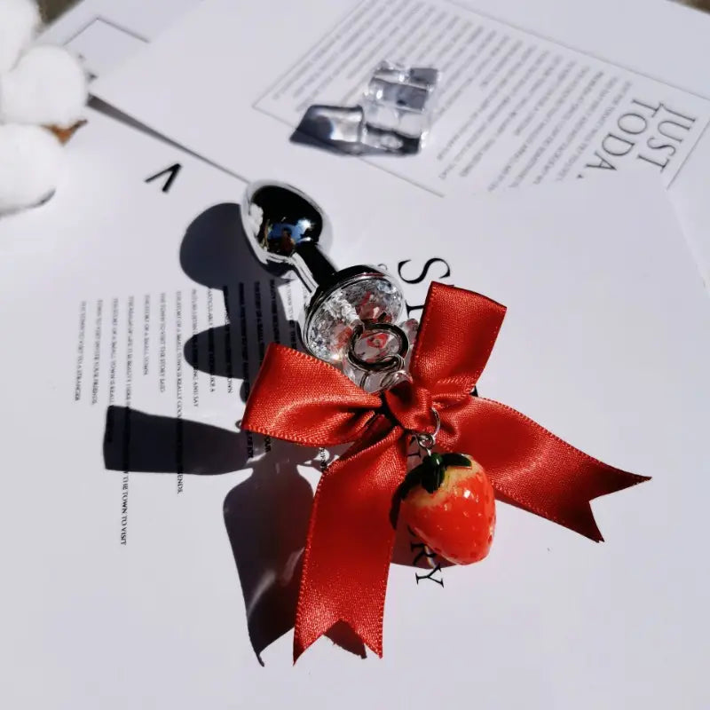 Strawberry Series Female Butt Anal Plug With Bell Anal Sex Toy