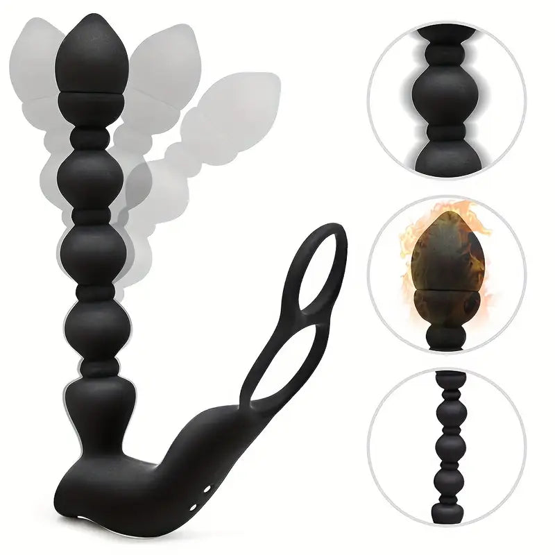 10 Thrusting Vibrating Anal Dildo G-Spot Vibrator Anal Plug With Cock Ring