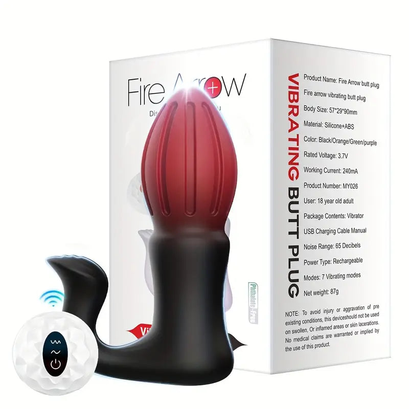 Remote Control Anal Plug 2 in 1 Clitoral Stimulator 7 Frequency Anal Toy