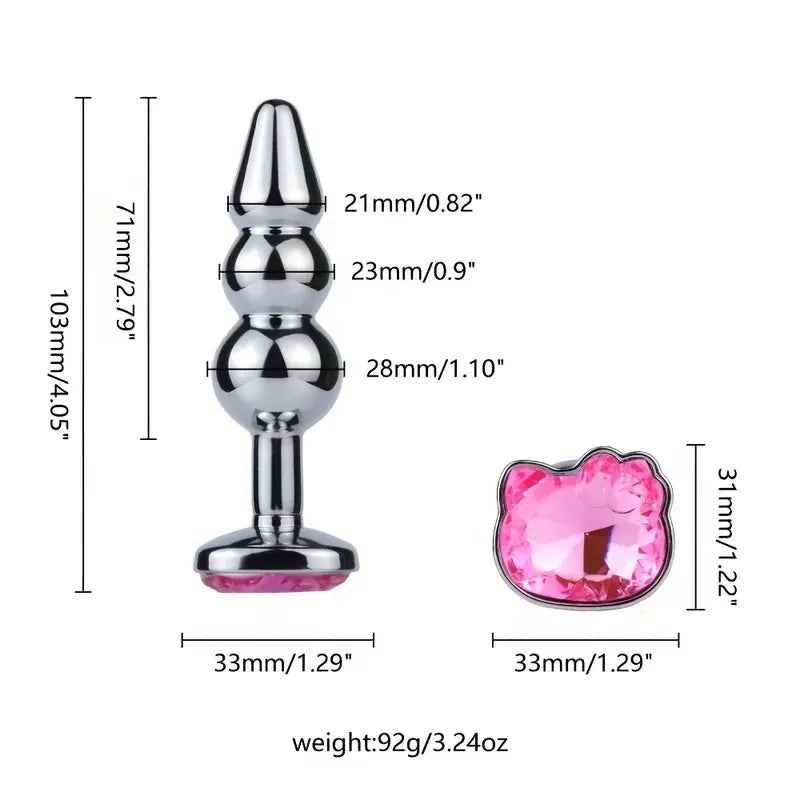Cat Face Shape Jewel Base Metal Anal Plug Butt Plug Couples Sex Toy