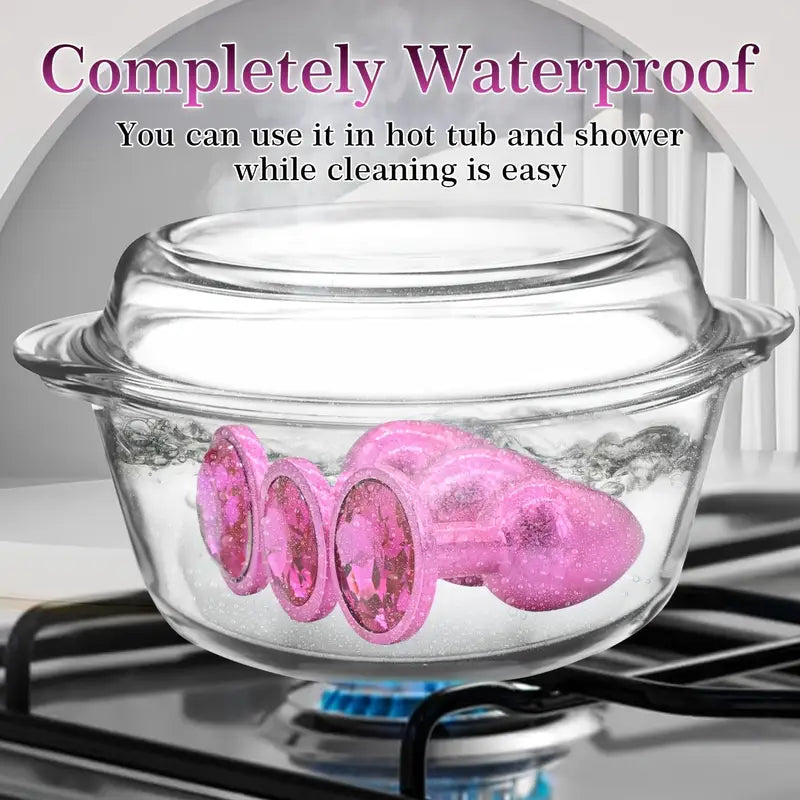 Butt Plug Sex Toy With Jeweled Base G Spot Stainless Steel Anal Set