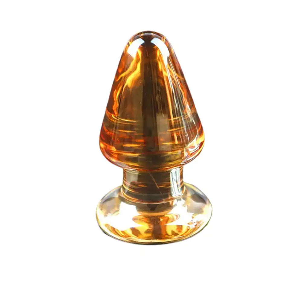 Elegant Amber Glass Anal Plug G-Spot Stimulation Smooth Finish Toy