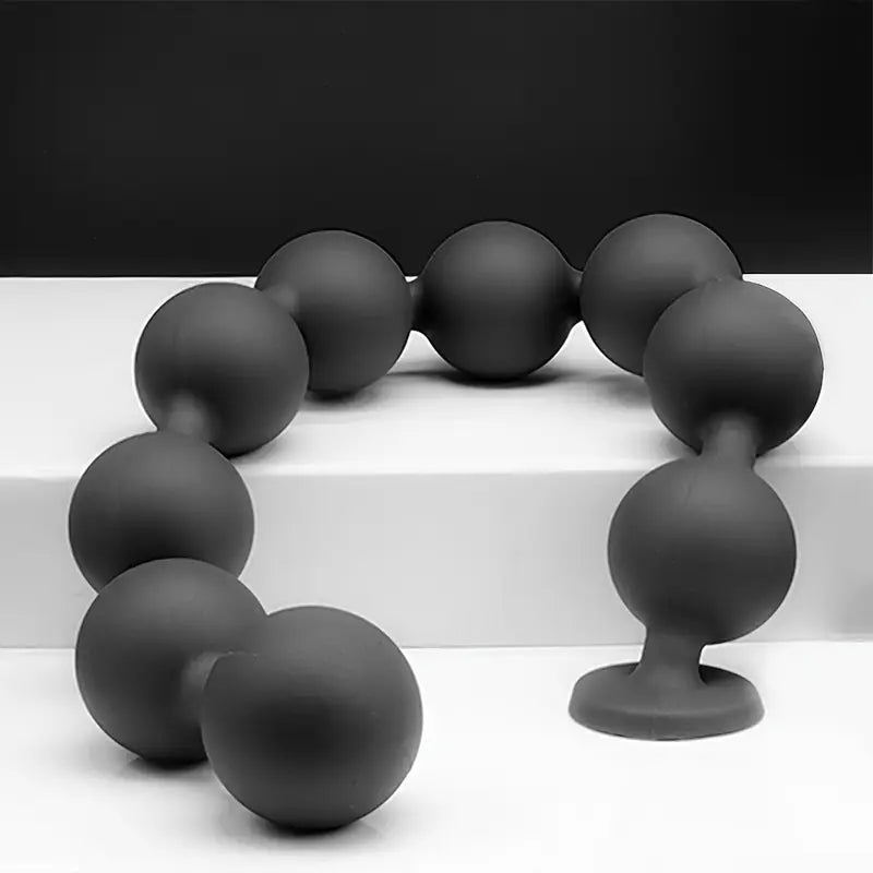 9 Balls Liquid Silicone Anal Beads Soft Butt Plug Colon/Prostate Massage