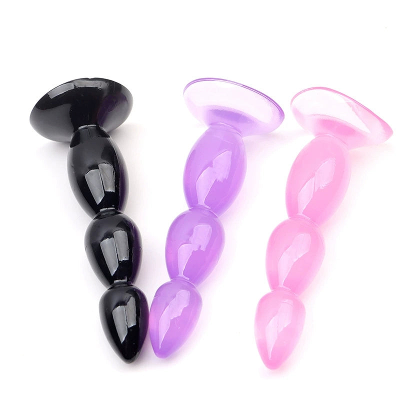 PVC Anal Plug Anal Dilation Device Wth Wavey Pearls Rear Tower Puller