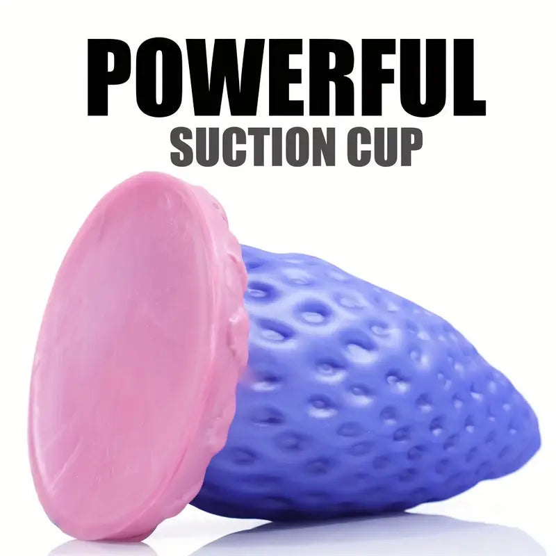 Giant Strawberry-Shaped Soft Liquid Silicone Purple Anal Plug Toy