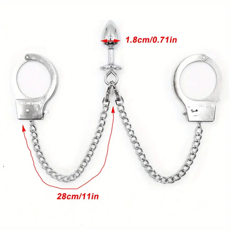 Handcuffs Anal Plug Butt BDSM Bondage Toy Anal Plug with Handcuffs