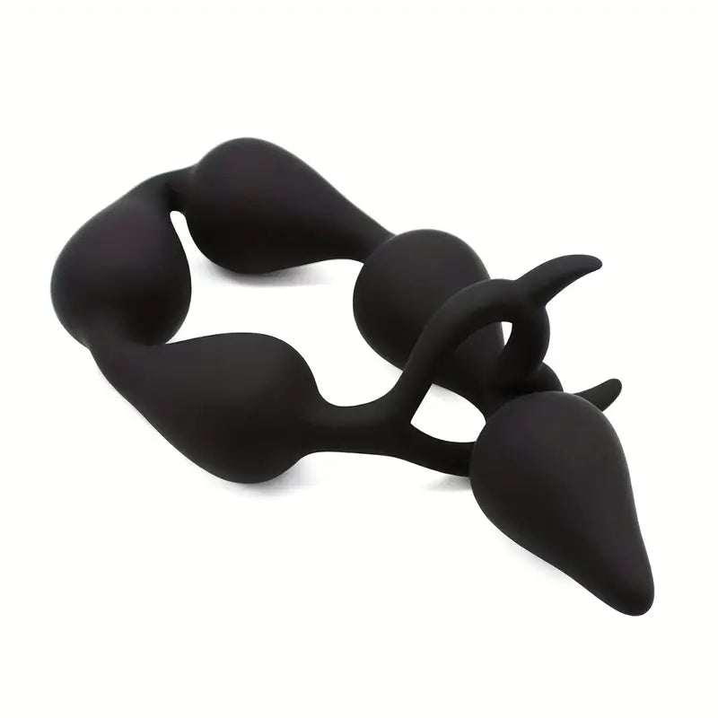 Silicone Anal Beads Butt Plug With 5 Heart Balls Flexible Anal Sex Toy