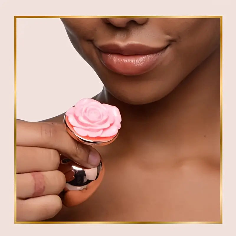 Metal Pink Heart Anal Plug Rose Base 3 Sizes Suitable For Beginners